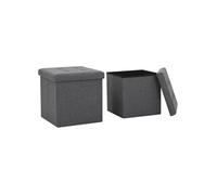 Tabourets de rangement pliables lot de 2 gris foncé Faux lin