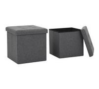 Tabourets de rangement pliables lot de 2 gris foncé Faux lin Gris G