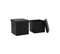 Tabourets de rangement pliables lot de 2 noir similicuir247083