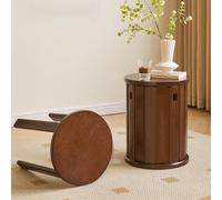 Tabourets de table basse ronds, chaises gigognes en bois d'hévéa sans dossier, ensemble empilable multifonction pour salle à manger, cuisine, salon, séminaire