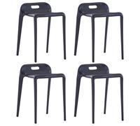 vidaXL Tabourets empilables lot de 4 noir plastique 247281