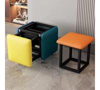 Tabourets empilables avec finition en cuir Nappa, repose-pieds et poufs élégants, chaise ottomane roulante pour salon, ensemble ottoman gigogne 5 en 1, tabourets cubiques polyvalents avec roulettes p