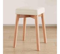 Tabourets Empilables Portables en Bois, Carrés Rembourrés sans Dossier De 45cm avec Pied Antidérapant, Chaises À Manger pour Maison Bureau L'école Cuisine(Off White)