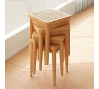 Tabourets en rotin massif, ensemble de 2 chaises de salle à manger, tabourets de coiffeuse, tabourets carrés, tabourets simples empilables, aucun assemblage requis, tabourets de salle à manger de seco