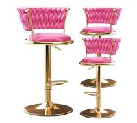 Tabourets Ensemble Velvet Fabric Réglable Tools pivotants, Tabouret à Barre Cuisine hydraulique sans Arme éloge de avec Le Bar en Or arrière Repose-Pieds (3 pc)