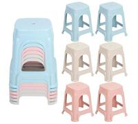 Tabourets - FLASIDU - Lot de 6 - Empilables - Mélange de couleurs - Forte capacité de charge