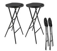 Tabourets haut pliant X2 - Hauteur 80cm - Tabouret de bar pliant - Tabouret mange debout - Siège résine Structure Acier