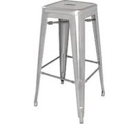 Tabourets Hauts en Acier Galvanisé Gris Argenté x 4 Bolero Bistro Gris Foncé