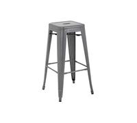 Tabourets Hauts en Acier Galvanisé Gris Métalisé x 4 Bistro