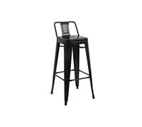 Tabourets Hauts en Acier Noir avec Dossier x 4 Bolero Bistro Noir