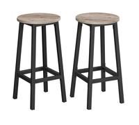 VASAGLE Tabourets de Bar, Lot de 2, Chaises, Siège Haut, Cadre Métallique, Montage Facile, Hauteur 65 cm, Repose-pieds, pour Cuisine, Salon, Salle à Manger, Grège Chiné et Noir LBC032B02