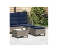 Tabourets jardin coussins 2 pcs gris 55x55x36 cm résine tressée