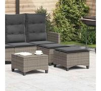 Tabourets jardin coussins 2 pcs gris 55x55x36 cm résine tressée Gris