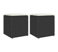 vidaXL Tabourets de jardin 2 pièces résine tressée noir avec coussins 40x40x43 cm