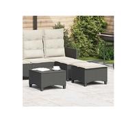 vidaXL Tabourets de jardin Tabouret cube 2 pcs avec coussins 55x55x36 cm résine tressée Noir
