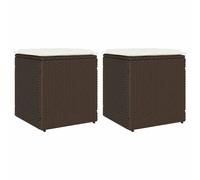 Tabourets jardin coussins lot de 2 gris 40x40x43 cm poly rotin vidaXL