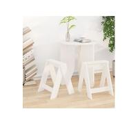 Vidaxl Tabourets 2 Pcs Blanc 40x40x45 Cm Bois Massif De Pin Blanc