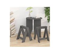Vidaxl Tabourets 2 Pcs Gris 40x40x45 Cm Bois Massif De Pin Marron