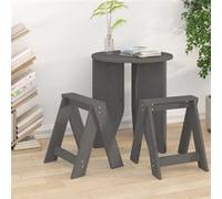 Tabourets lot de 2 gris 40x40x45 cm bois massif de pin