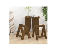Tabourets lot de 2 marron miel 40x40x45 cm bois massif de pin
