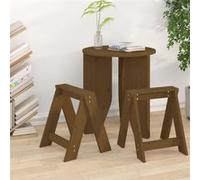 Tabourets lot de 2 marron miel 40x40x45 cm bois massif de pin