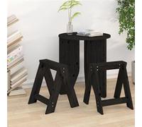 Tabourets lot de 2 noir 40x40x45 cm bois massif de pin