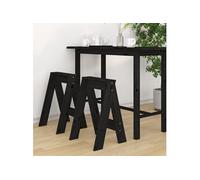 Tabourets lot de 2 noir 40x40x60 cm bois massif de pin