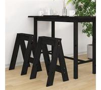 Tabourets lot de 2 noir 40x40x60 cm bois massif de pin
