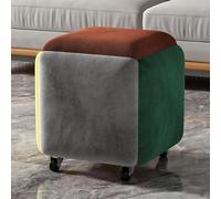 Tabourets ottomans gigognes 5 en 1 empilables en cuir/flanelle avec roulettes, repose-pieds polyvalents pour salon et salle à manger (multicolore, 48 x 48 cm)