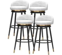 Tabourets pivotants Ensemble chaises comptoir à Hauteur avec Dossier Bas Repose-Pied de Luxe Velvet Barstools Home Bar Kitchen Island Tools Black Metal Jame (Blanc, 65 cm)