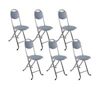 Tabourets pliants - 7H SEVEN HOUSE - Eleonor - Lot de 6 - Gris - 32x36x73.5cm