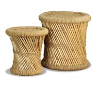 vidaXL Tabourets Bambou et jute - Design naturel et rustique - Lot de 2