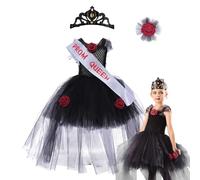 TABSIRAH Costume de reine du bal morte pour filles, costume d'Halloween pour - Tenue de princesse pour fête de 2 à 10 ans, cosplay, spectacles, maison hantée, carnaval, école, accessoire photo