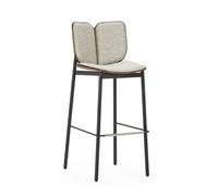 TABURETE 50,7X43,4X104,6 MADERA NATURAL/TELA GRIS/METAL NEGRO