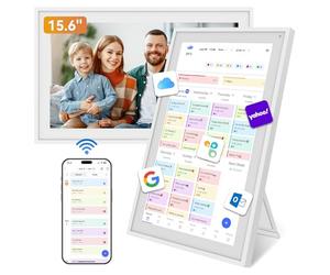 TABWEE Calendrier Digital 15,6" - Calendrier Électronique pour Planning Familial, Tableau des Tâches, Planificateur de Repas, Système de Récompenses (Cadre Photo Numérique)