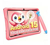 TABWEE K10 Android Tablette Enfant 10 Pouces, 12Go RAM + 64Go ROM (TF 2To) | Tablette pour Enfant avec Contrôle Parental, Google Kids Space, WiFi 6, Écran HD Anti-Lumière Bleue, Coque Antichoc - Rose