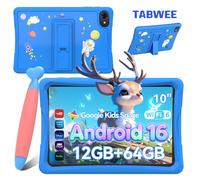 [Offre Early Bird : 69€ | 10 Premiers Seulement] TABWEE K10 Tablette 10,1 pouces sous Android 16 pour enfants, 12 Go de RAM (4+8) + 64 Go de ROM, batterie de 5 000 mAh, Widevine L1, Google Kids Space,