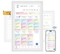 TABWEE Calendrier Numérique P15 15,6 pouces Montage Mural Écran Tactile Calendrier Appli Synchronisation Liste Bloc-notes Calendrier Familial Calendrier Mural Électronique blanc
