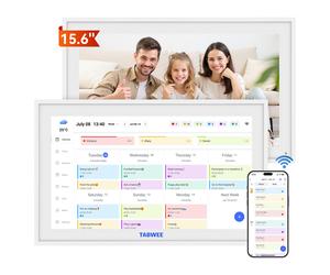TABWEE P15 Calendrier Numérique WiFi - Écran Tactile 15,6" pour Mur, Planificateur Familial, Planificateur de Repas, Agenda de Rendez-vous, Horloge Mémoire pour Seniors, Planificateur Hebdomadaire/Men