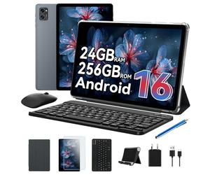 TABWEE T20 Android 16 Tablette avec Clavier - 24 Go+ 256 Go(2To TF), Octo-Core, Gemini AI 3.1Pro, Widevine L1, Tablette 10 Pouces, 5000 mAh, 8 MP+ 5MP, Face ID, GPS (Garantie de 4 Ans)