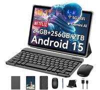 Tablette Tactile BESTTAB T20 10.1"" 24Go + 256Go-SD 2To, Android 15 5000 mAh WiFi 6 Avec Clavier,Souris,Stylet,Etui de protection