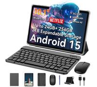TABWEE Tablette Tactile T20 10.1"" 24Go + 256Go-SD 2To, Android 15 5000 mAh WiFi 6 Avec Clavier,Souris,Stylet,Etui de protection