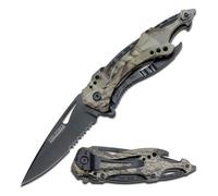 Tac-Force Folding Pocket Knife, 3.25-inch Serrated Blade, Grey Camo Aluminum Handle, 7.75-inch Overall Length TF-705GC