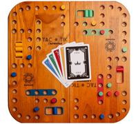 TAC-TIK L'Authentique jeu de société en bois massif d’Hévéa de 2 à 4 joueurs, Plateaux modulables magnétiques, Cartes et instructions en Français pour jouer au jeu de Tock ou TOC, éco-responsable