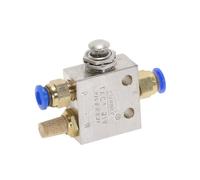 TAC2-31P 1/8" Male thread 2 Position 3 Way Metal Push Button Switch Mechanical Valve Pneumatic Exhaust valve w Fittings NWPNLXEA(With 12mm Fitting)