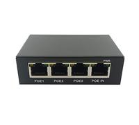 Tacdas 1 PCS 4 Ports Gigabit POE Extender 100/1000 M Extension de Commutateur Réseau Noir IEEE802.3Af/At Plug&Play pour Commutateur PoE NVR Caméra IP AP