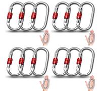 Tacdas 12 Mousquetons de Sécurité Robustes, 25 KN, en Acier Inoxydable, pour Escalade, en Rappel, Hamacs, Chiens