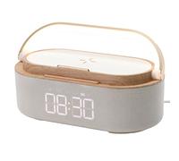 Tacdas 1800MAh Haut-Parleur Bluetooth Charge sans Fil Lampe de Bureau Charge sans Fil Réveil Radio Veilleuse Double Haut-Parleurs Maison Chevet