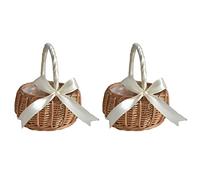 Tacdas 2 PièCes Panier à Fleurs Tissé Panier de Rangement en Rotin Panier à Main de Fille de Fleur Panier à Fleurs Fait à la Main avec NœUd, Grand