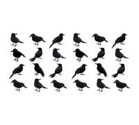 Tacdas 24 Pièces Halloween Corbeaux Noirs Corbeaux à Plumes Réalistes à la Recherche de Corbeau à Plumes Faits à la Main, 3 Styles